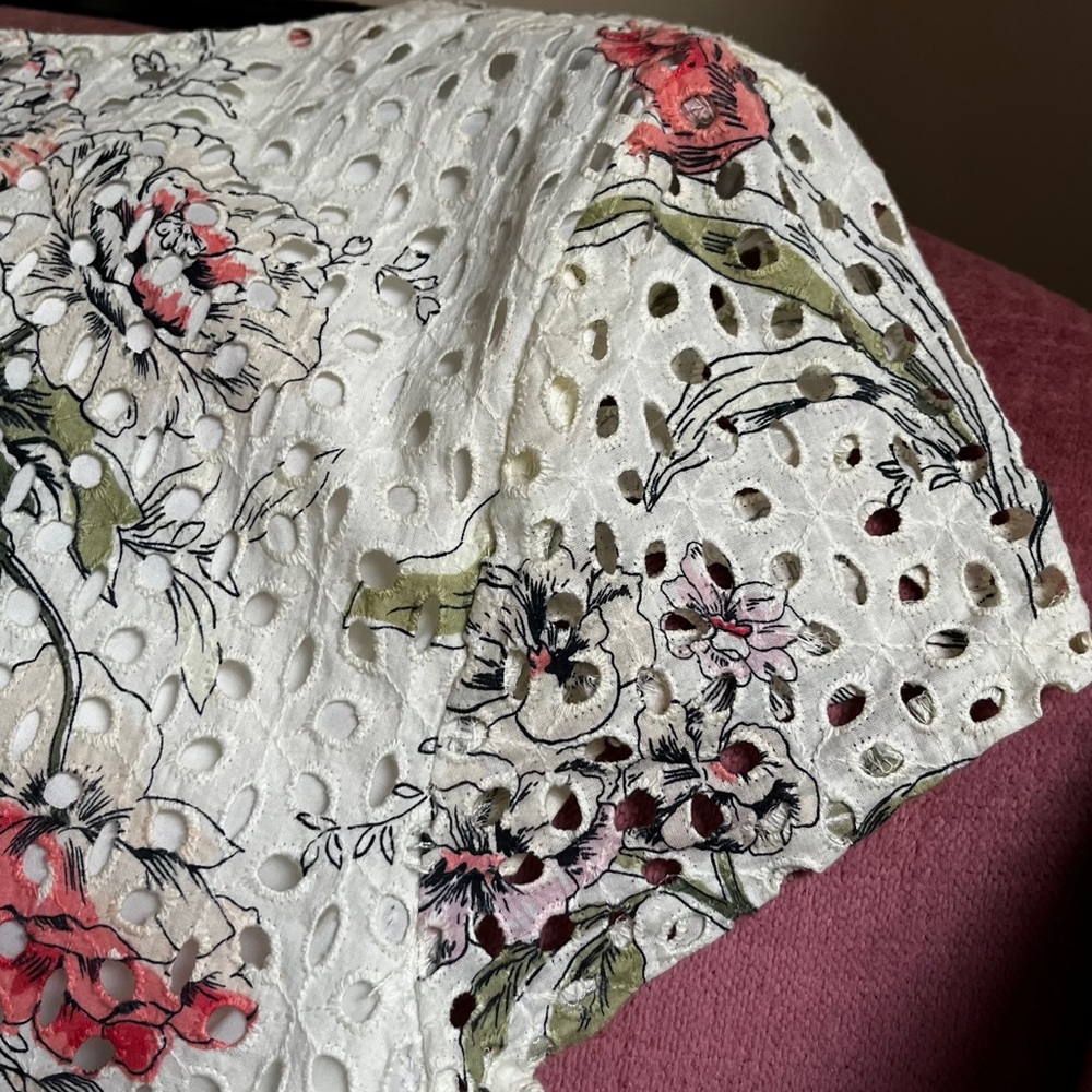 Ann Taylor Cream Floral print Midi Dress- size 10 fit and flair excellent - Picture 14 of 14